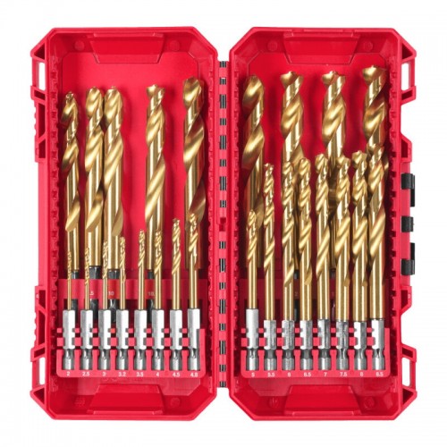 Набір свердел по металу RedHEX SHOCKWAVE™ HSS-TiN PACKOUT MILWAUKEE, (25шт) (2-13мм)