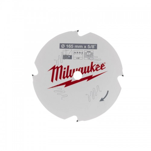 Диск пильний по фіброцементу PFTE MILWAUKEE, Ø165х5/8''х2,2мм, 4 зуб.