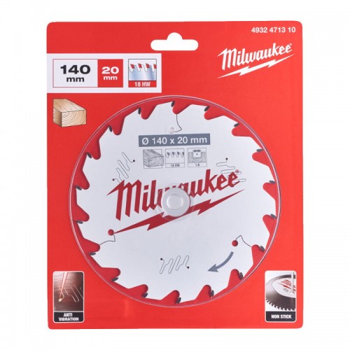 Диск пильний по дереву для торцевих пилок PFTE THIN KERF MILWAUKEE, Ø140х20х1,6мм, 18 зуб.