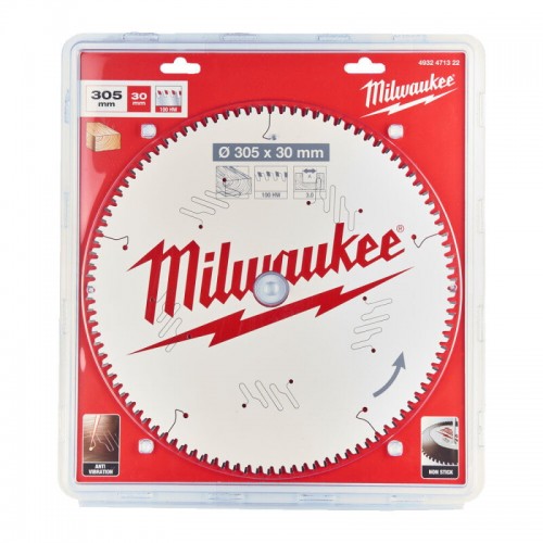Диск пильний по дереву для торцевих пилок PFTE MILWAUKEE, Ø305х30х3,0мм, 100 зуб.