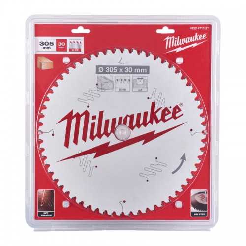 Диск пильний по дереву для торцевих пилок PFTE MILWAUKEE, Ø305х30х3,0мм, 60 зуб.