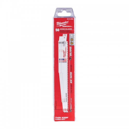 Полотно для шабельних пилок FANG TIP THIN KERF MILWAUKEE, 230х5,0мм, (50шт), (дерево з цвяхами)