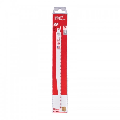 Полотно для шабельних пилок FANG TIP THIN KERF MILWAUKEE, 300х5,0мм, (50шт), (дерево з цвяхами)