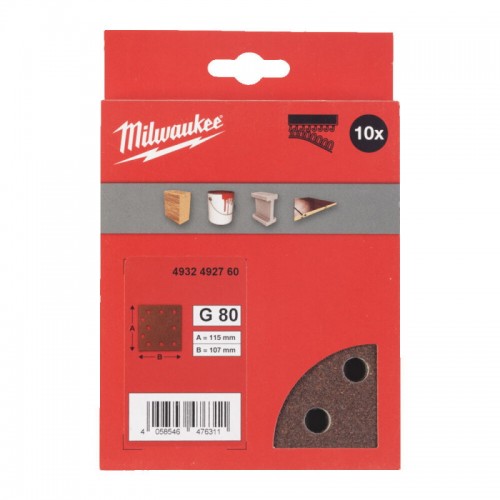 Шліфувальні листи MILWAUKEE, 115x107мм HL, зерно 80, (10шт)