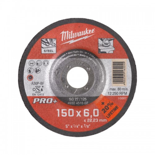 Диск зачистний по металу MILWAUKEE, SG 27/150х6 PRO+, Ø150мм